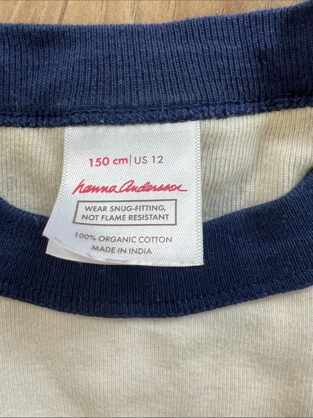 Hanna Andersson Red & White Stripe Reindeer Pajama Set with Navy Trim size 12